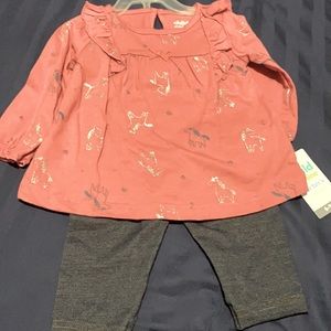 Child of mine by Carter’s 2- piece set, long sleeved shirt and jeggings, 6-9M